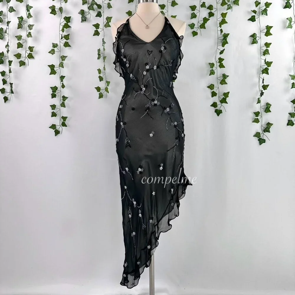 Vintage Beaded 100% Silk Dress - Picture 2 of 6